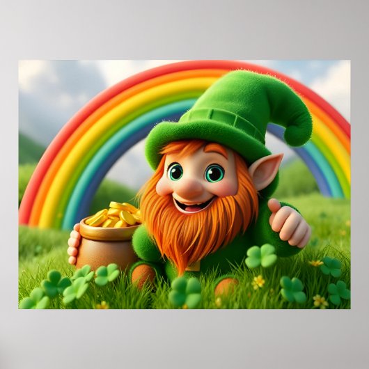 Leprechaun Gnome St. Patrick's Day Shamrock Poster (Voorkant)