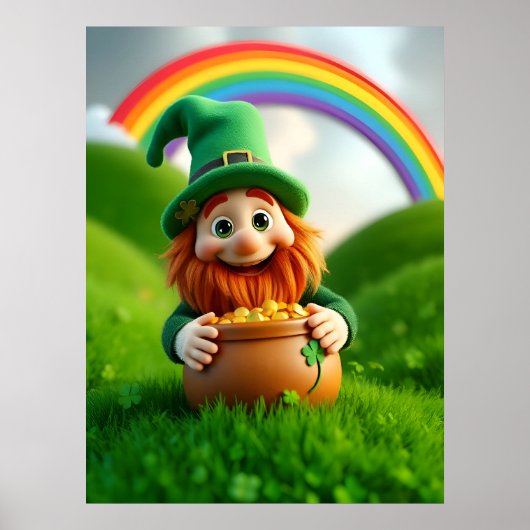 Leprechaun Gnome St. Patrick's Day Shamrock Poster (Voorkant)