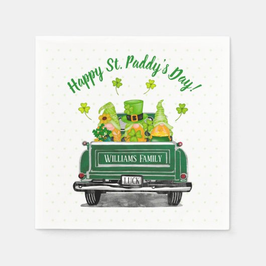 Leprechaun Gnome  Truck St. Paddy's Day Servet (Voorkant)