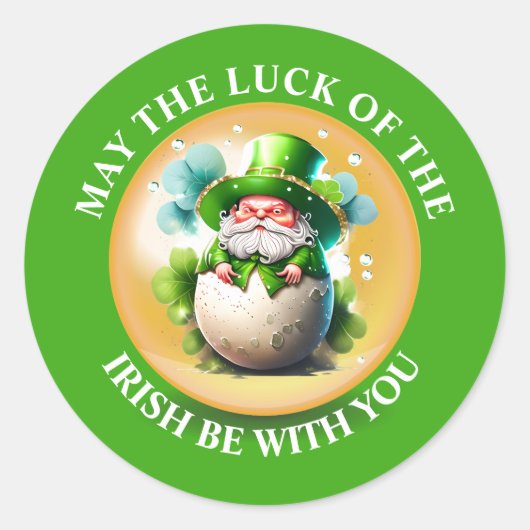 Leprechaun gnoom die uit ei komt Iers nieuws Ronde Sticker (Voorkant)