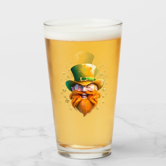 Leprechaun gnoom gezicht gouden munten Patrick's d Glas (Voorkant gevuld)
