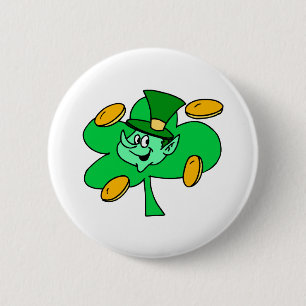Leprechaun Gold Coins Ronde Button 5,7 Cm
