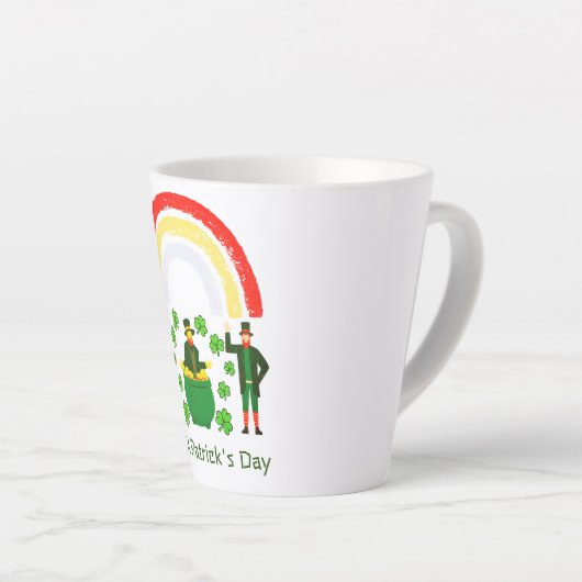 Leprechaun Gold Pot Rainbow St Patrick's Day Latte Mok (Rechterhoek)