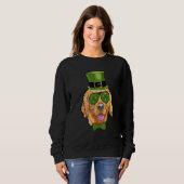 Leprechaun Golden Retriever Clover St Patricks Day Trui (Voorkant volledig)