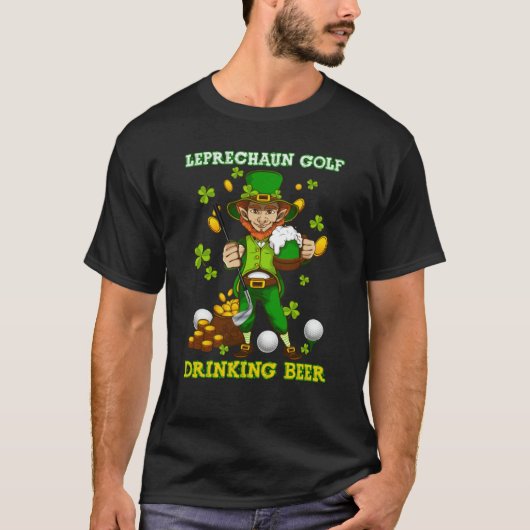 Leprechaun Golf Drinking Beer Saint Patricks Day M T-shirt (Voorkant)