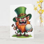 Leprechaun Golf Fun Kaart (Gele Bloem)