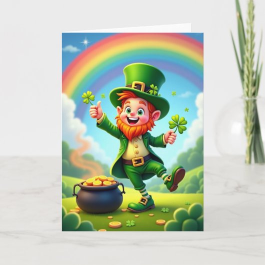 Leprechaun Good Luck Illustration Card Kaart (Voorkant)