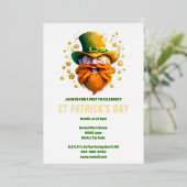 Leprechaun gouden folie Ierse elf gezicht St. Patr Folie Uitnodiging (Staand Voorkant)