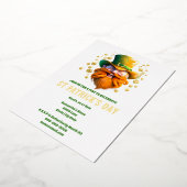 Leprechaun gouden folie Ierse elf gezicht St. Patr Folie Uitnodiging (Gedraaid)