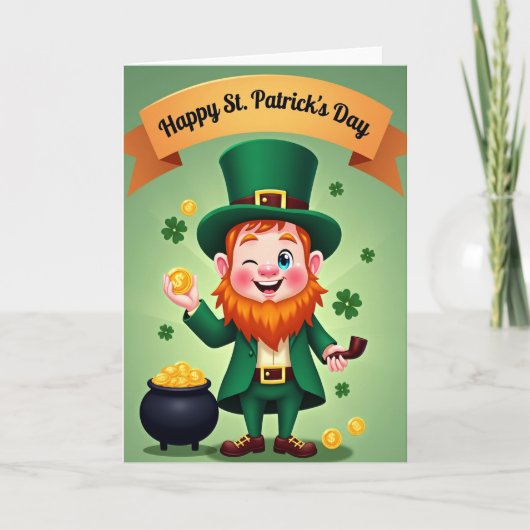 Leprechaun Gouden Munten Scene Kaart (Voorkant)