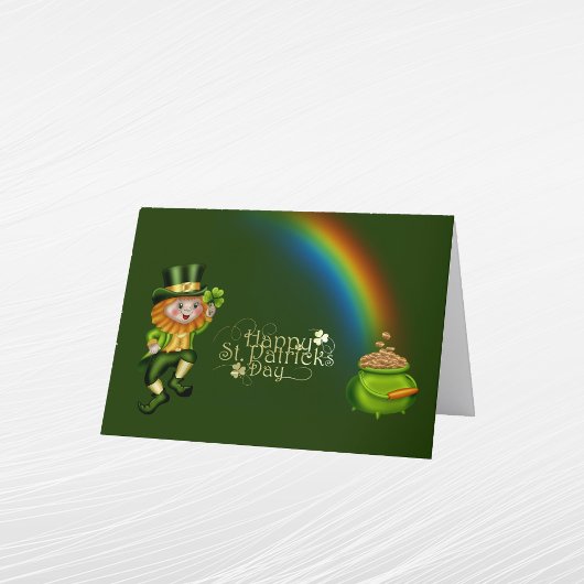 Leprechaun Green Pot Gold Rainbow St Patricks Day Feestdagen Kaart