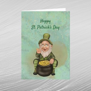 Leprechaun Green Pot of Gold St Patricks Day Feestdagenkaart