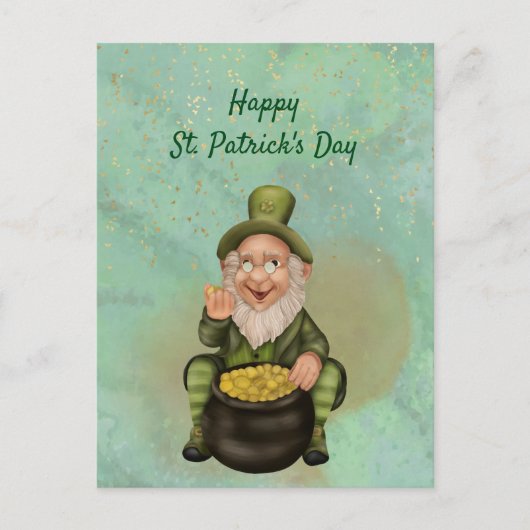 Leprechaun Green Pot of Gold St Patricks Day Feestdagenkaart (Voorkant)