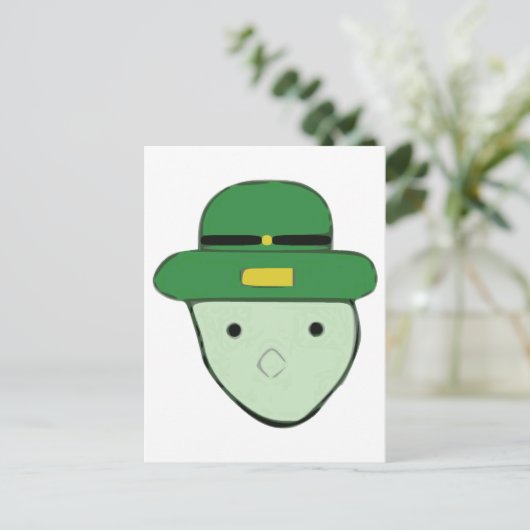 Leprechaun Groen Gekleurde Schets Meme Briefkaart (Staand voorkant)