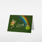 Leprechaun Groene Pot Goud Regenboog St Patricks D Feestdagen Kaart