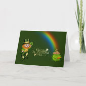 Leprechaun Groene Pot Goud Regenboog St Patricks D Feestdagen Kaart (Voorkant)