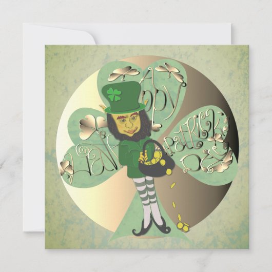 Leprechaun "Happy St. Patrick's Day" Bedankkaart (Voorkant)