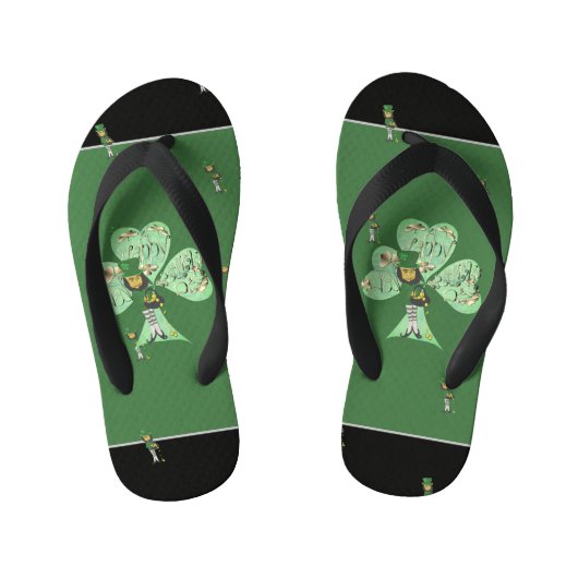 Leprechaun "Happy St. Patrick's Day" Kinder Teenslippers (Voetbed)