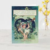 Leprechaun Harp Shamrock Horn Kaart (Gele Bloem)