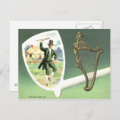 Leprechaun Harp van Erin Clay Pipe Jig Briefkaart (Voorkant / Achterkant)