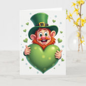 Leprechaun Hartpatroonaankart Kaart (Gele Bloem)