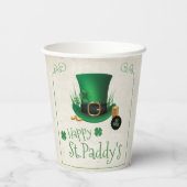 Leprechaun Hat Happy St. Paddy's ID636 Papieren Bekers (Achterkant)