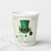 Leprechaun Hat Happy St. Paddy's ID636 Papieren Bekers (Voorkant)