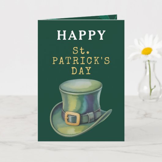Leprechaun Hat Happy St Patrick Day Card Kaart (Kleine Plant)
