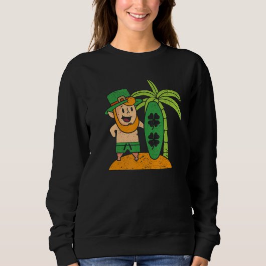 Leprechaun Hawaiian Surfing St Patricks Day Hawaii Trui (Voorkant)