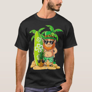 Leprechaun Hawaiian Surfing St Patricks Day Mannen T-shirt
