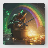 Leprechaun Hideaway Vierkante Klok (Voorkant)
