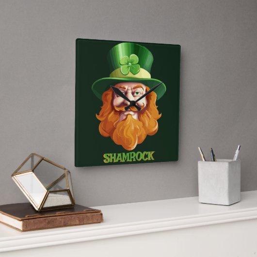 Leprechaun Hideaway Vierkante Klok (Kantoor)