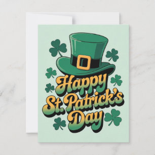Leprechaun Hoed & Shamrocks Gelukkig St. Patrick's Feestdagenkaart