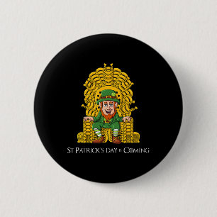 Leprechaun Hoefijzer Throne St Patricks Day Boys Ronde Button 5,7 Cm