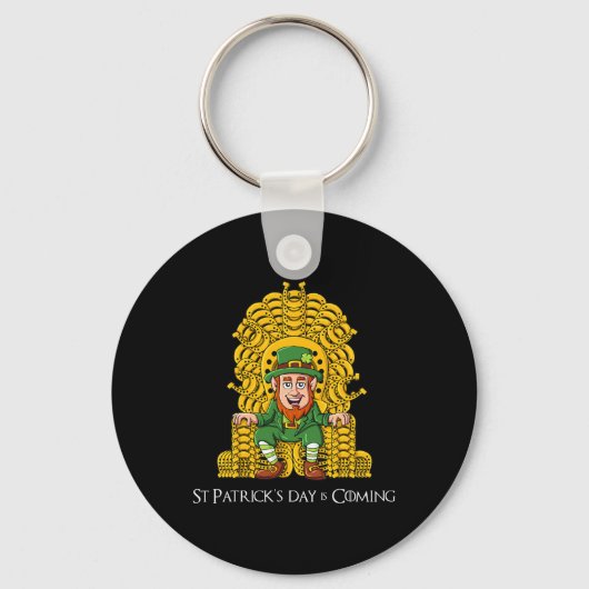 Leprechaun Hoefijzer Throne St Patricks Day Boys Sleutelhanger (Voorkant)