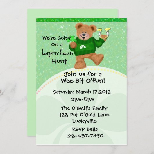 Leprechaun Hunt Uitnodiging (Voorkant / Achterkant)