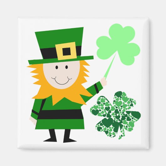 Leprechaun Ierse Folklore  Fee  Elf Kunst Schattig Magneet (Voorkant)
