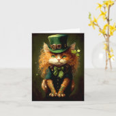 Leprechaun Ierse Kat Illustratie Wenskaart Kaart (Gele Bloem)