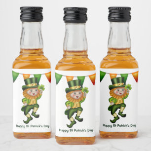 Leprechaun Ierse whiskey St Patrick's Day-feest Likeurfles Etiket