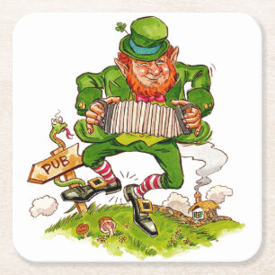 Leprechaun in Green, Happy Saint Patrick's Day Kartonnen Onderzetters