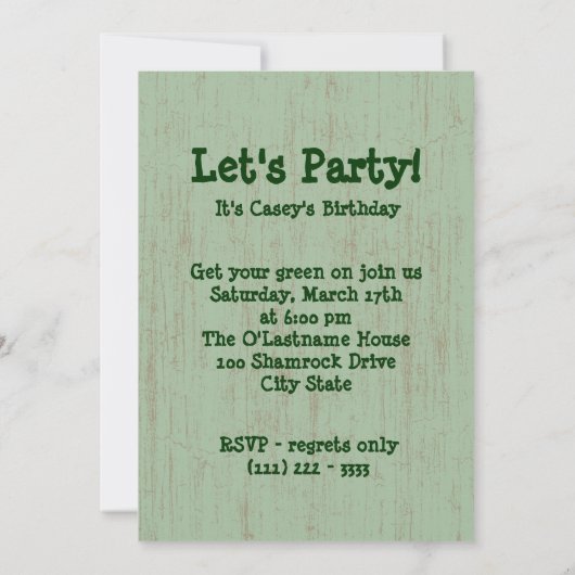 Leprechaun in het bier kaart (Achterkant)