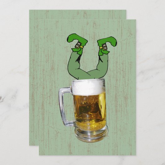 Leprechaun in het bier kaart (Voorkant / Achterkant)