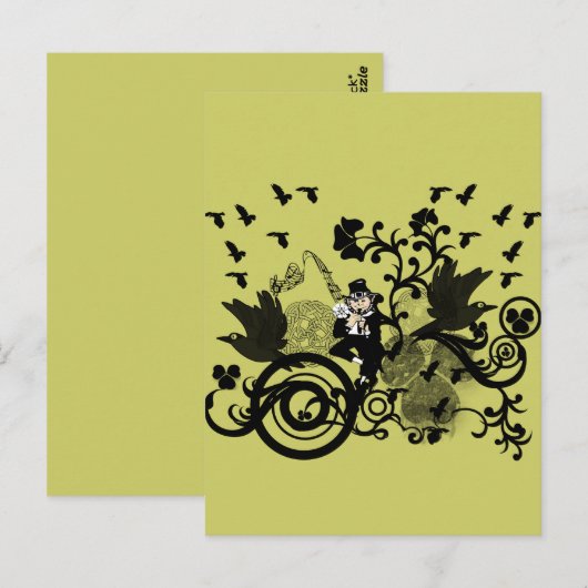 Leprechaun in het zwart briefkaart (Voorkant / Achterkant)