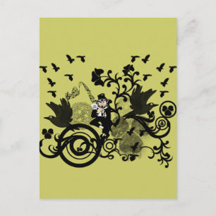 Leprechaun in het zwart briefkaart