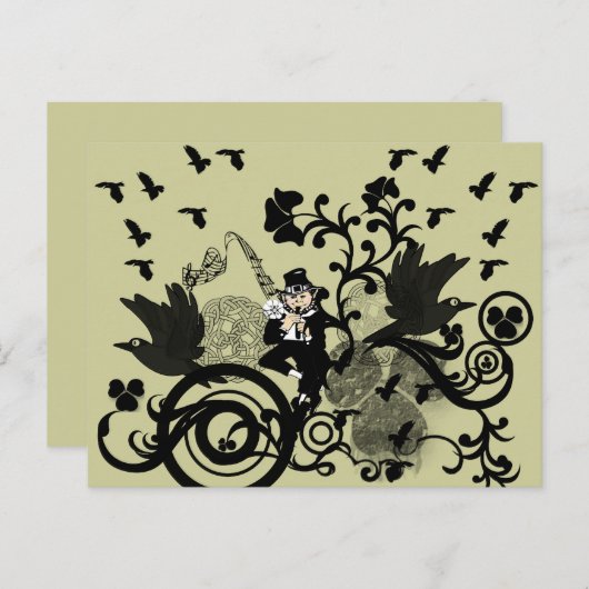 Leprechaun in het zwart briefkaart (Voorkant / Achterkant)