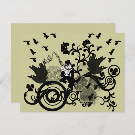 Leprechaun in het zwart briefkaart (Voorkant / Achterkant)