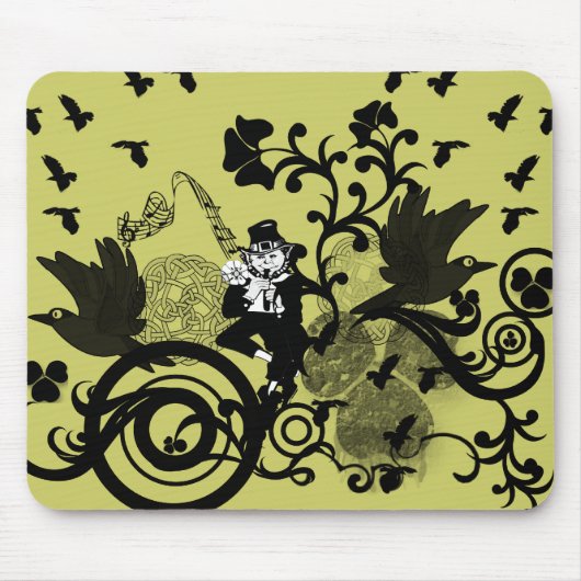 Leprechaun in het zwart muismat (Voorkant)