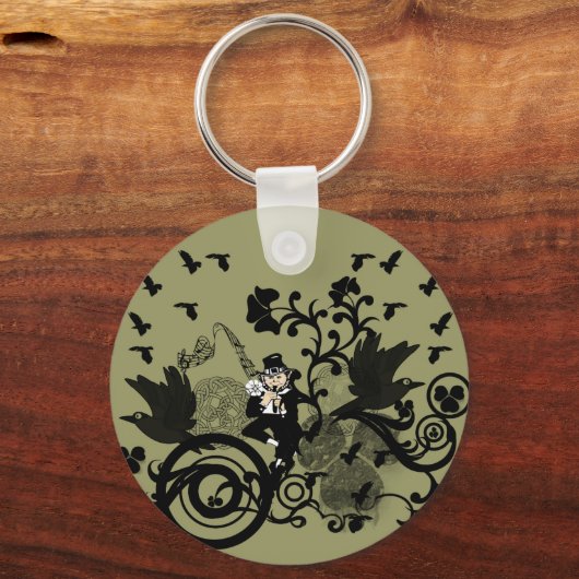 Leprechaun in het zwart sleutelhanger (Voorkant)