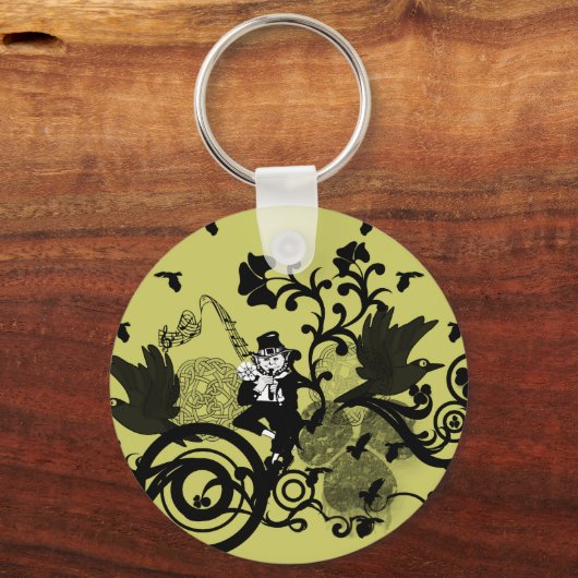 Leprechaun in het zwart sleutelhanger (Voorkant)