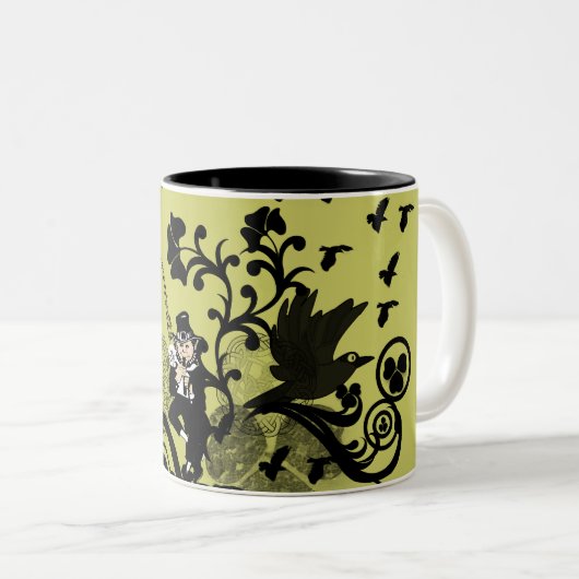 Leprechaun in het zwart tweekleurige koffiemok (Voorkant rechts)